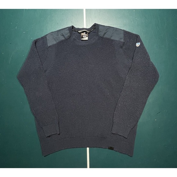Kuhl Men's Navy Blue Crewneck Sweater Born In The Mountains 100% Cotton Size M - Picture 1 of 13